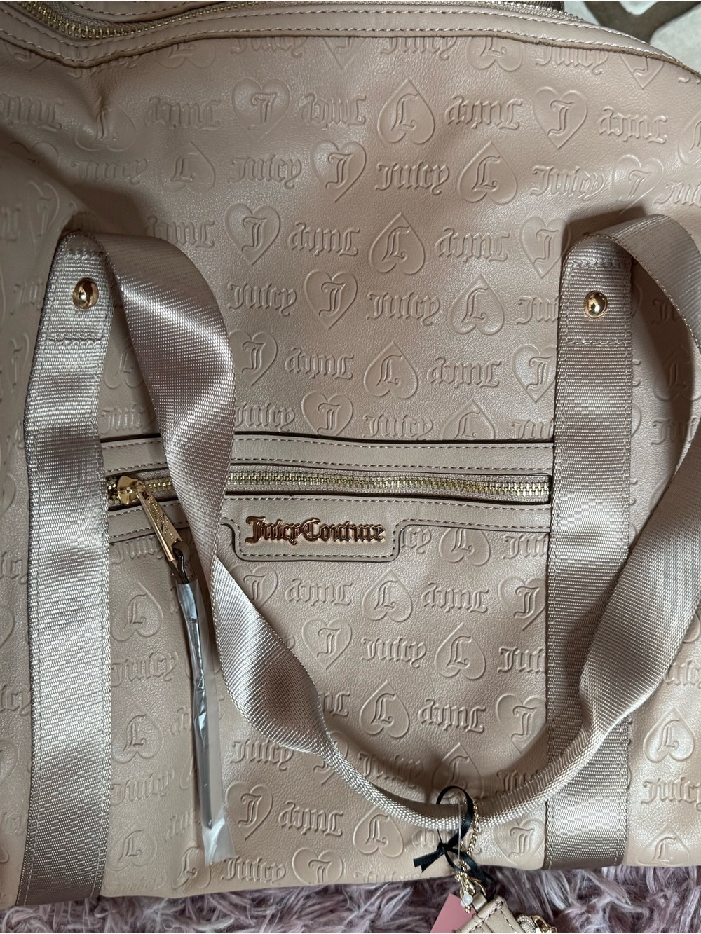 Juicy Couture light tan Logo Tote Bag